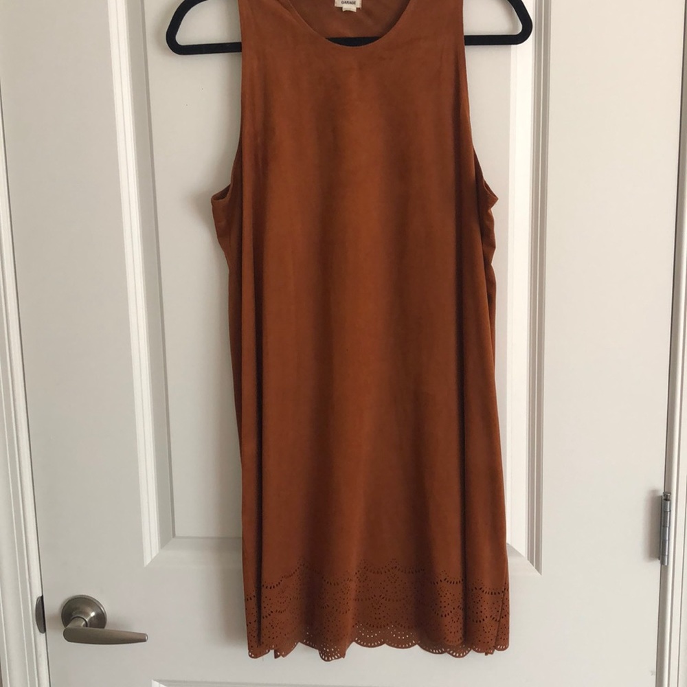 Orange velvet shift dress